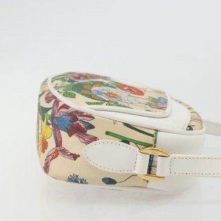 GUCCI Flora Shoulder Bag PVC White Gold 007 113