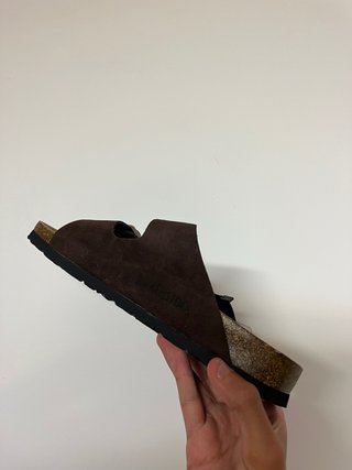Sandalias Doble Tira Marrón Oscuro O Café Ante