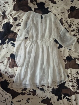 Vestido blanco bordado flores talla S