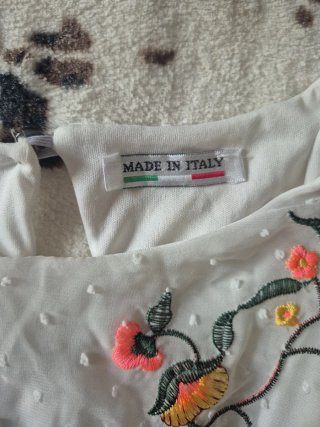Vestido blanco bordado flores talla S