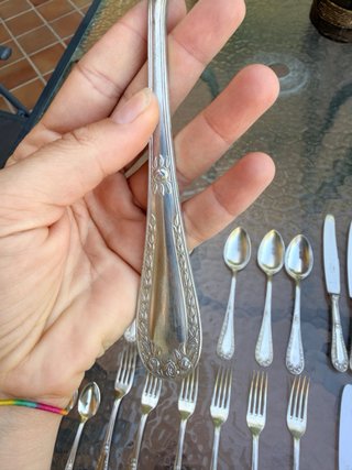 Cubertería Dalia alpaca bañada en Plata 6 personas