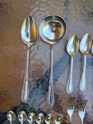 Cubertería Dalia alpaca bañada en Plata 6 personas