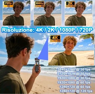 Action Cam 4K WiFi Stabilizzazione 6 Assi POV Vlog
