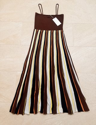 Vestido Zara Rayas Marrón Multicolor