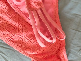 Braga bikini L/XL coral crochet