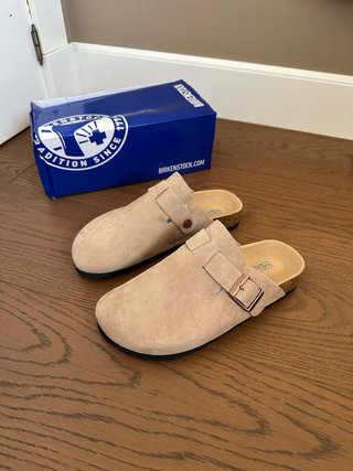 Zuecos Beige o Gris Claro Ante Birkenstock Nuevo