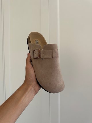 Zuecos Beige o Gris Claro Ante Birkenstock Nuevo