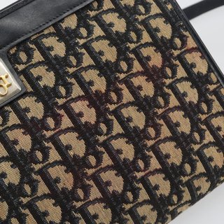 Christian Dior Trotter Canvas Shoulder Bag Navy