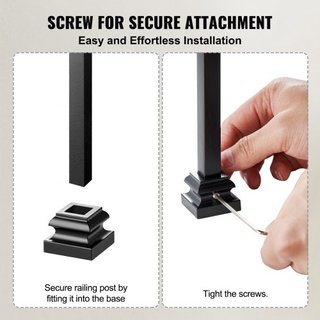 Zapatos de Balustre de Aleación de Aluminio Zapato Plano con Agujeros para Tornillos para Balustres de Escalera de 1/2 Pulgada en Forma de Espiral, Cesta, Torcido, Nudo, Barandilla de Metal, Negro...