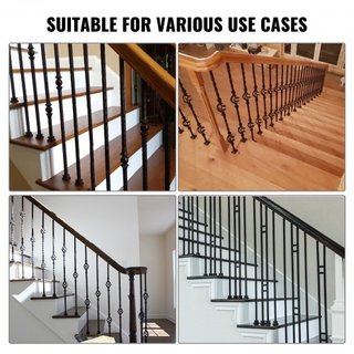 Zapatos de Balustre de Aleación de Aluminio Zapato Plano con Agujeros para Tornillos para Balustres de Escalera de 1/2 Pulgada en Forma de Espiral, Cesta, Torcido, Nudo, Barandilla de Metal, Negro...