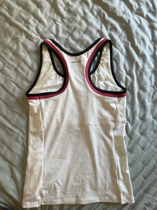 Top sportivo New Balance bianco e rosa XS