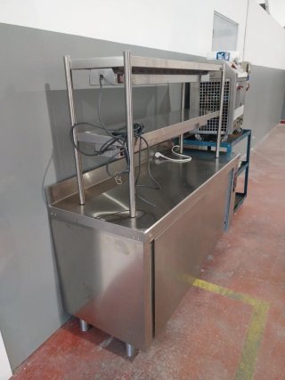 Mesa Caliente + Pasaplatos Acero Inoxidable