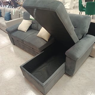 Sofá Cama Chaise Longue Gris 238cm