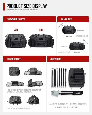 Bolsa Trasera Moto RIDEIRON Negra
