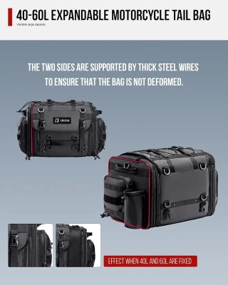 Bolsa Trasera Moto RIDEIRON Negra
