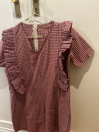 Mono cuadros vichy corto rojo volantes