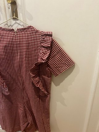 Mono cuadros vichy corto rojo volantes