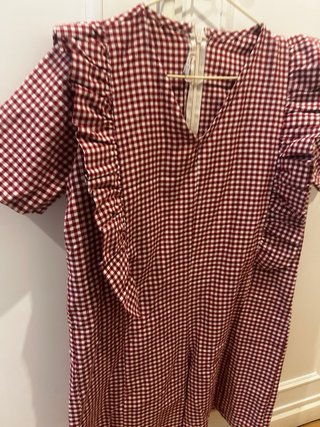 Mono cuadros vichy corto rojo volantes