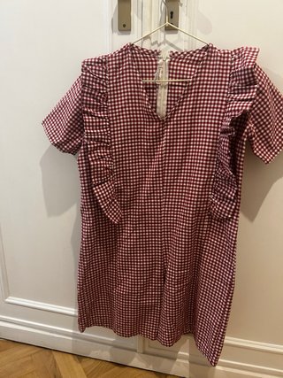 Mono cuadros vichy corto rojo volantes