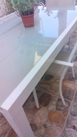 Mesa de jardin aluminio y cristal extensible