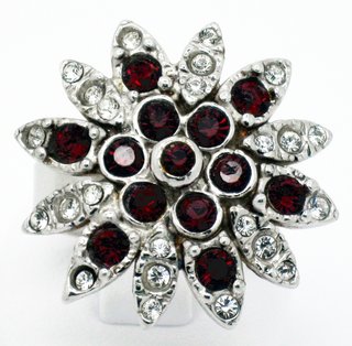 Anello Argento 925 Regolabile Rubino Rosso