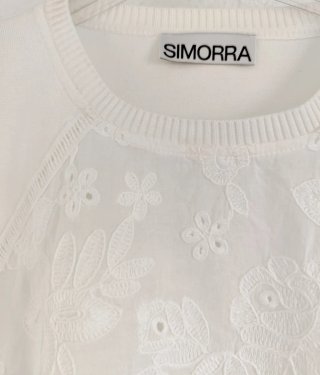 SIMORRA Jersey Blanco Bordado Floral