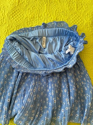 Falda pantalón Stradivarius azul flores T-M