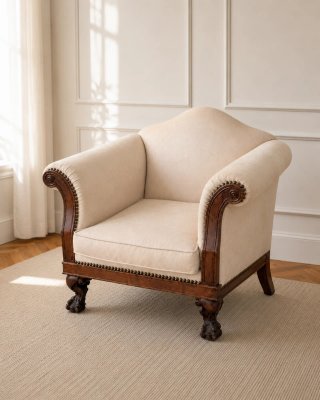 Sillón amplio madera maciza, como nuevo
