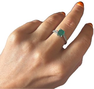 Anillo de Lujo Pla950 Esmeralda Natural Diamantes