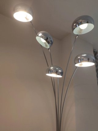 Lámpara de pie 5 luces plateada