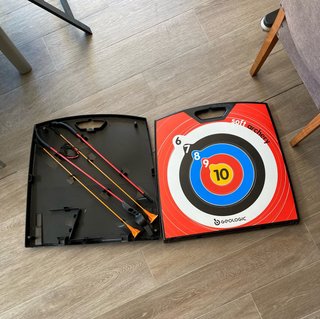 Set de diana, arco y 2 flechas para principiantes