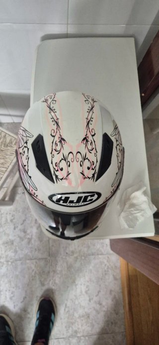 Casco Moto HJC Blanco Rosa