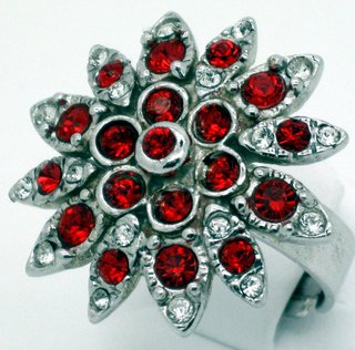 Anello Argento 925 Regolabile Rosso Rubino