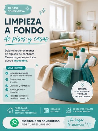 Limpiezas a fondo de pisos, casas y locales.