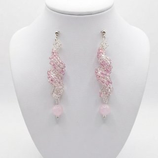 Orecchini curl boho chic gemme quarzo rosa