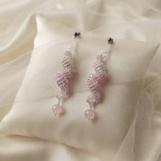 Orecchini curl boho chic gemme quarzo rosa