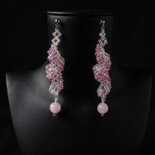 Orecchini curl boho chic gemme quarzo rosa