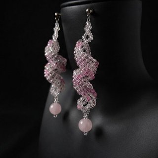 Orecchini curl boho chic gemme quarzo rosa
