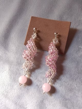 Orecchini curl boho chic gemme quarzo rosa