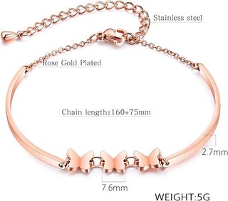 Pulsera mariposa mujer acero inoxidable Oro Rosa