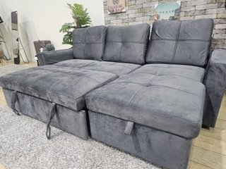 Sofá Cama Chaiselongue con Arcón Gris