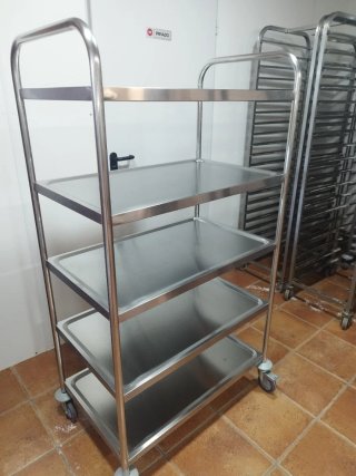 Carro Acero Inoxidable 5 Niveles con Ruedas