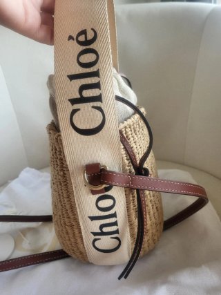 Bolso Cesta Woody Chloé Rafia Beige/Marrón