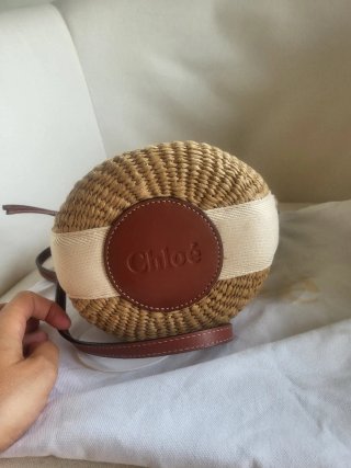 Bolso Cesta Woody Chloé Rafia Beige/Marrón