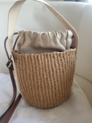 Bolso Cesta Woody Chloé Rafia Beige/Marrón