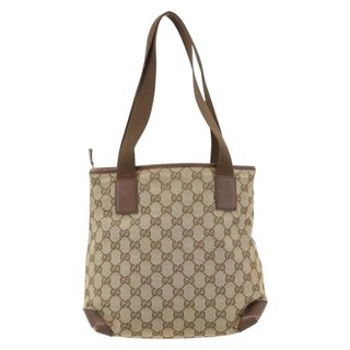 GUCCI GG Canvas Tote Bag Beige Silver 019 0402