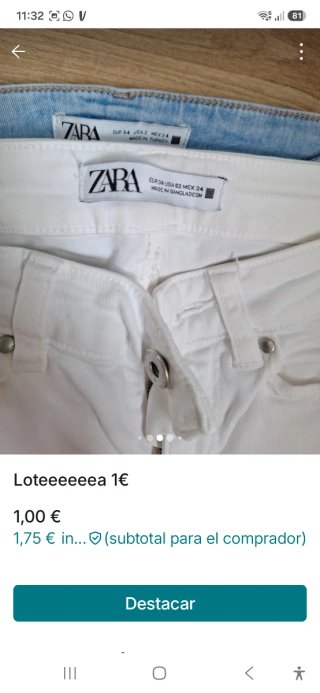 Lote 2 prendas: vaqueros y pantalón blanco