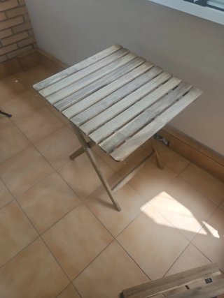 Mesa y 2 Sillas Plegables Madera Exterior