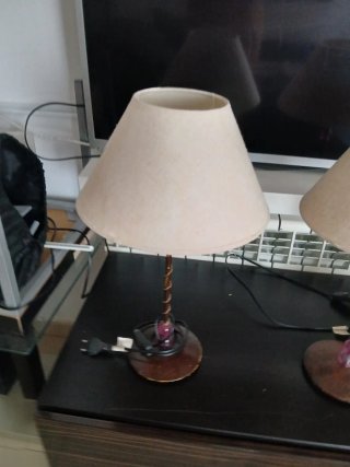 2 Lámparas de Mesa Beige y Marrón