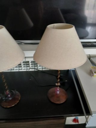 2 Lámparas de Mesa Beige y Marrón